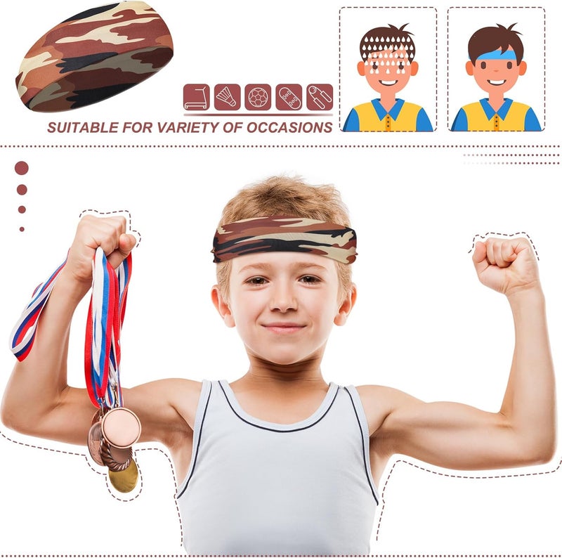 Civaner 4 Pcs Boys Headbands Athletic Sweatbands Kids Sports Wicking Breathable Headbands Elastic for Girls Boys Football - Image 5